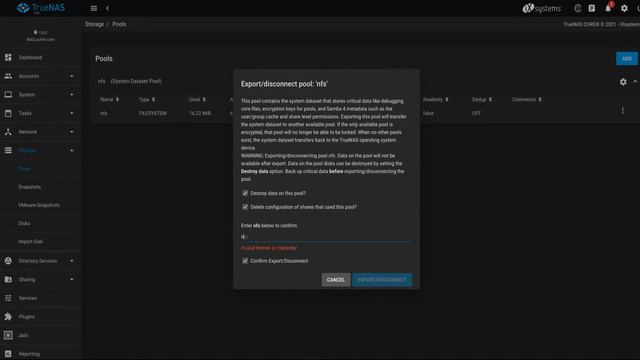 Add/delete Pool In TrueNAS/FreeNAS