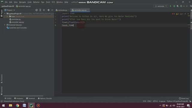 Water Reminder App Using Python Coding (Just 3 line Code) | Pycharm |Using Python One Module Only смотреть онлайн