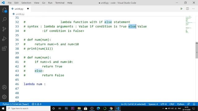 lambda function with if-else block ??| #149 Python Training in Hindi | Python Tutorial for Beginner смотреть онлайн