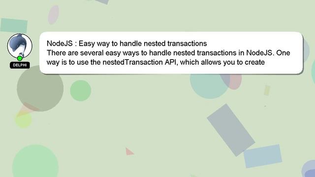 NodeJS : Easy way to handle nested transactions смотреть онлайн