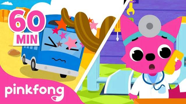 🚌 Five Little Buses Jumping on the Road and more | +Compilation | Pinkfong Songs for Children смотреть онлайн