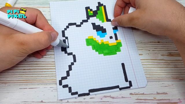 ДИНОЗАВР РЕКС из ИГРЫ BRAWL STARS РИСУНКИ ПО КЛЕТОЧКАМ -PIXEL ART смотреть онлайн