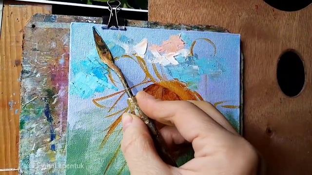 ПОДСОЛНУХ/ рисуем мастихином смотреть онлайн