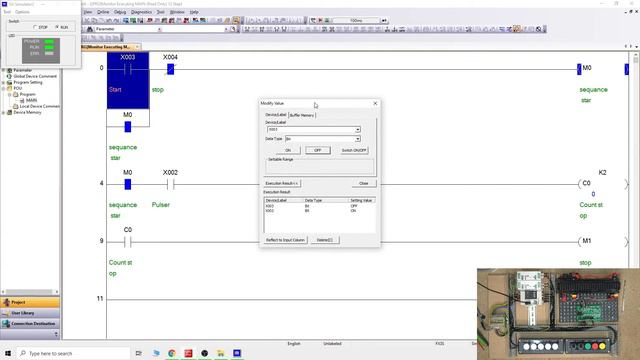Mitsubishi PLC FX3s training rig / programming, General counter with GX Works 2. Part 5 (English) смотреть онлайн
