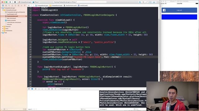 Swift 3: Firebase Social Login - Facebook Email and Custom Login Button (Ep 2) смотреть онлайн