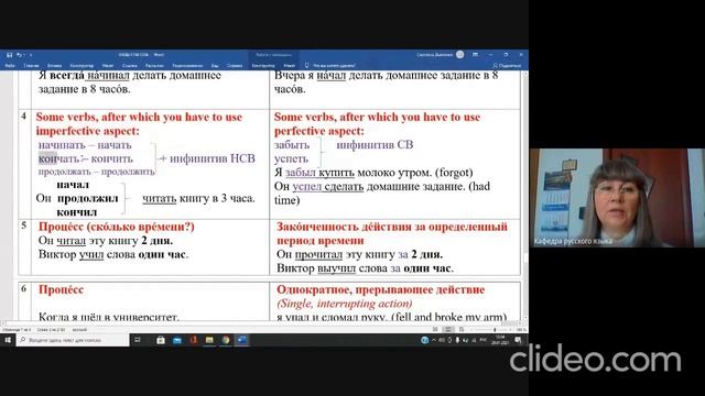 Случаи употребления глаголов НВС и СВ смотреть онлайн