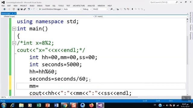 14- c++ arithmetic operator % modulus, mod, reminder convert seconds to hours, minutes, seconds смотреть онлайн