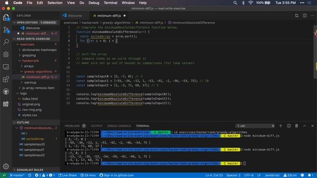 HackerRank (JavaScript): Minimum absolute difference problem смотреть онлайн