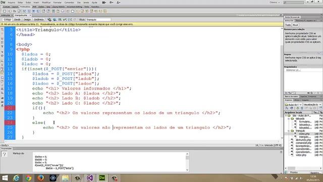 10 - php - Exercício - Verificar se três valores representam os lados de um triangulo смотреть онлайн
