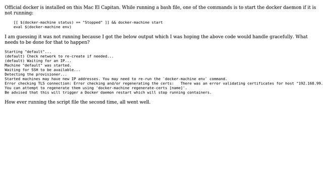 Unix & Linux: shell script to ensure Docker Daemon is running - Official docker on OSx смотреть онлайн
