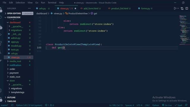 Delete Products | Django E-commerce Dashboard | Cleavercode Tutorials