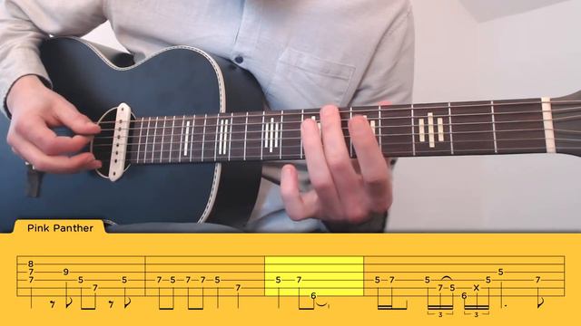 PINK PANTHER - Theme & Solo // Jazz // Guitar // Lesson // Tutorial // Cover // Tabs смотреть онлайн