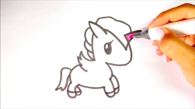 Как нарисовать единорога. Раскраска для детей. How to draw a unicorn. Drawing for children. смотреть онлайн