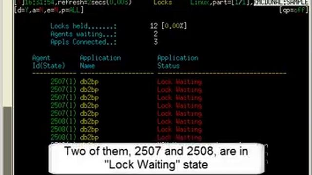 db2top: The Locks screen смотреть онлайн