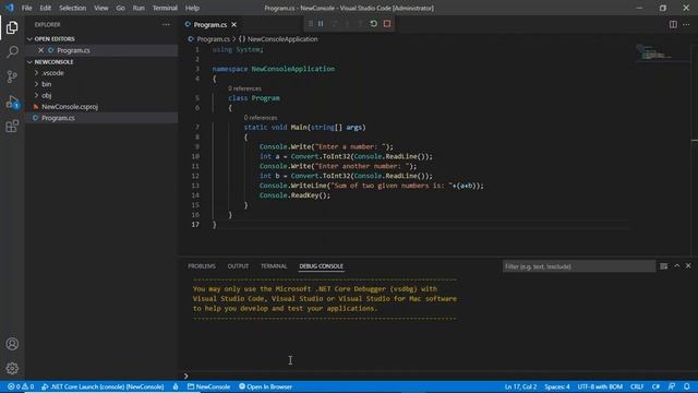 How to enable external terminal in VS Code for C# Console Application смотреть онлайн