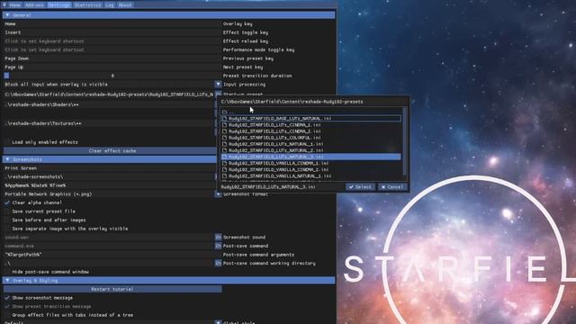 【スターフィールド】簡単解説　ゲーム開始時のRESHADEプリセット変更方法　前回動画補足　NEXUSMODS【starfield】How To Change RESHADE PRESET