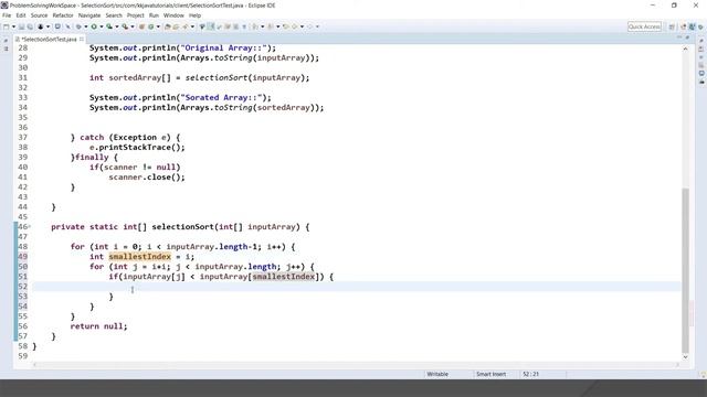 Selection sort implementation in java || Selection Sort Algorithm смотреть онлайн