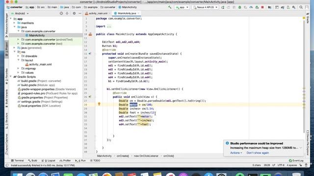 Converter App(Centimetre to inch,foot and meter)Using Android Studio смотреть онлайн