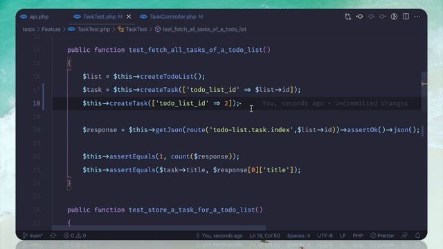 Laravel Test Driven API - connect task with todolist смотреть онлайн