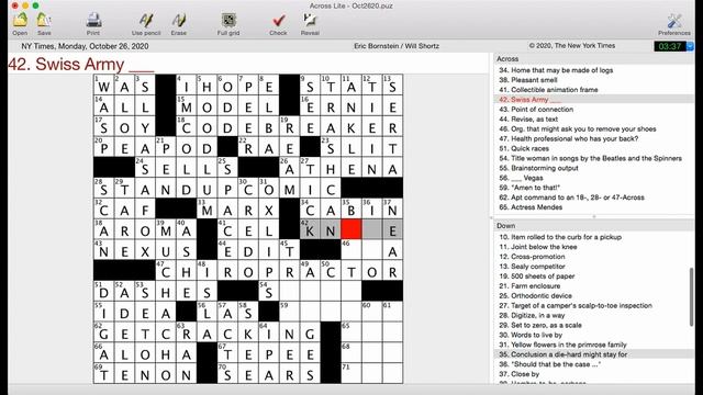 A New Speed Record! | New York Times Crossword Puzzle Walkthrough | Monday, October 26th 2020