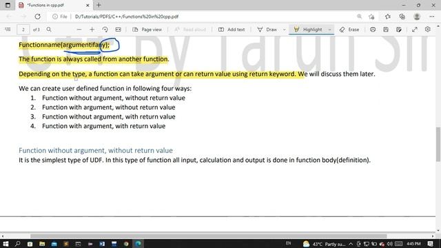 user defined functions in cpp | Function without argument without return value смотреть онлайн
