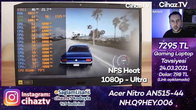 7295 TL Gaming Laptop Tavsiyesi - Acer Nitro AN515-44 NH.Q9HEY.006 Özellikleri ve FPS Testleri смотреть онлайн