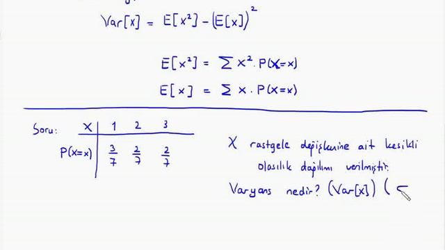 Olasılık ve İstatistik : Kesikli Olasılık Dağılımında Varyans Hesaplama (Variance) смотреть онлайн