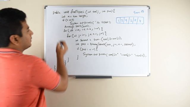 Find all triplets in an array with a given sum | Solution - 2 | Using Binary Search смотреть онлайн