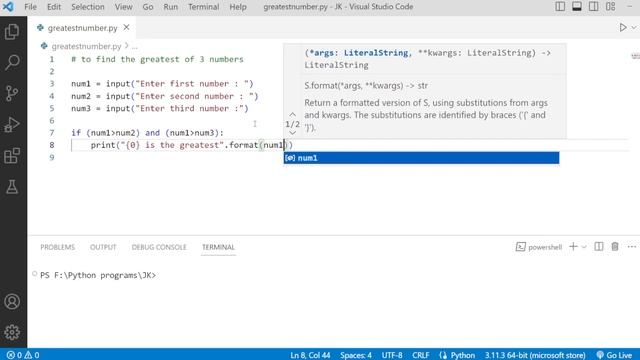 Python program to find the greatest of 3 numbers -Tamil|simple python programs|learn python in tami смотреть онлайн