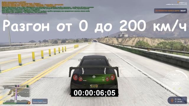 Nissan GTR R35 FT ЧЕСТНЫЕ разгон / максималка / торможение на GTA5RP