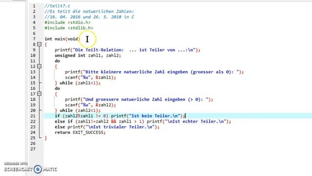 Programmiersprache C: Echte Teiler - mit modulo смотреть онлайн