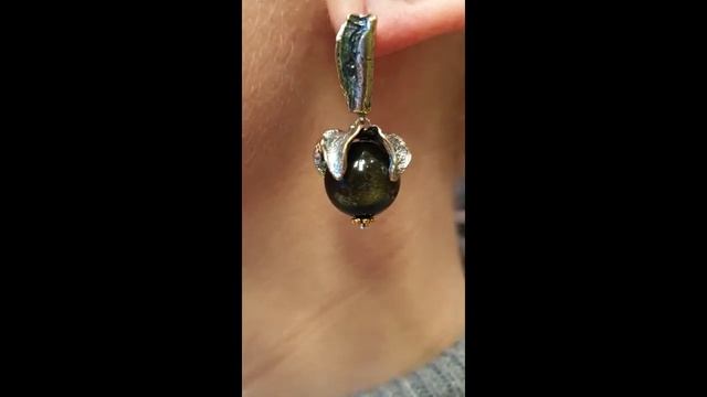 Серьги "Золотой гранат" с натуральным золотистым обсидианом смотреть онлайн