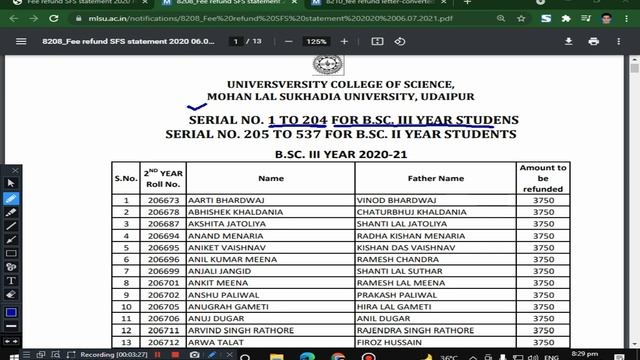 MLSU LATEST UPDATE I FEES REFUND FOR B.Sc. STUDENTS (SFS) 2020-21 смотреть онлайн