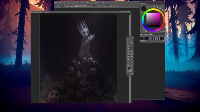 Hollow knight artwork of the Pale king, speedpaint and voice over. Digital painting in Photoshop смотреть онлайн