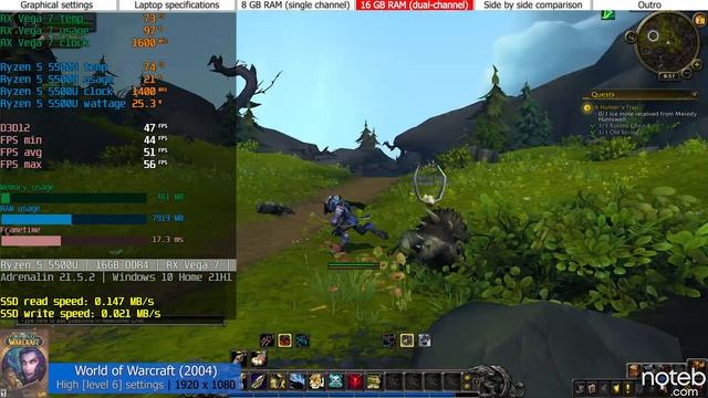 Acer Aspire 5 A515-45 - World Of Warcraft Gameplay Benchmark (Ryzen 5 5500U, RX VEGA 7)