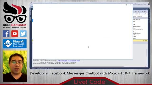 Live! Code 11: Develop Facebook Messenger Chatbot with Microsoft Bot Framework смотреть онлайн
