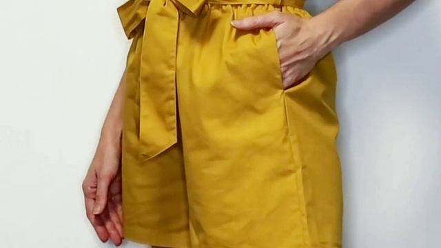 ЯРКИЕ ШОРТЫ С ВЫСОКОЙ ПОСАДКОЙ ИЗ НАТУРАЛЬНОГО ХЛОПКА смотреть онлайн