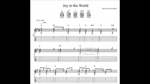 Joy To The World! With Tablature/sheet Music For Solo Fingerstyle Guitar