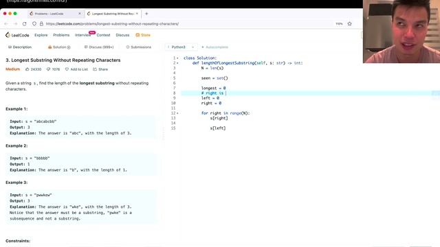 3. Longest Substring Without Repeating Characters - Day 10/30 Leetcode June Challenge смотреть онлайн
