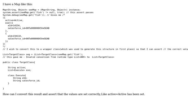 Salesforce: Invalid conversion from runtime type List＜ANY＞ to a wrapper class смотреть онлайн