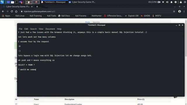 Manual SQL Injection (List tables, Login Bypass) смотреть онлайн