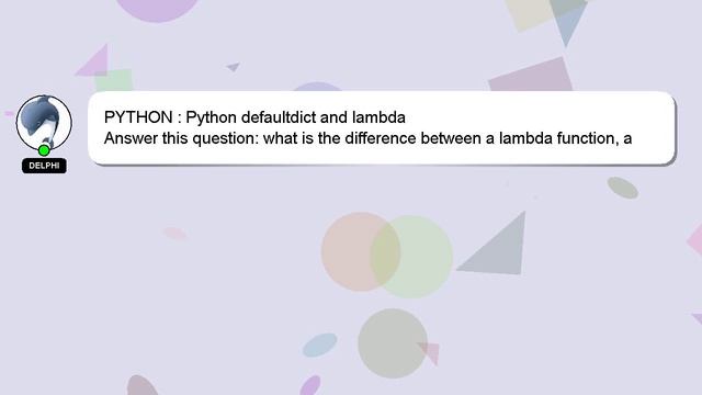 PYTHON : Python defaultdict and lambda смотреть онлайн