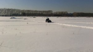 квадроцикл Сокол по снегу на скорости