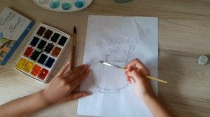 Рисую букет  цветов для бабушки