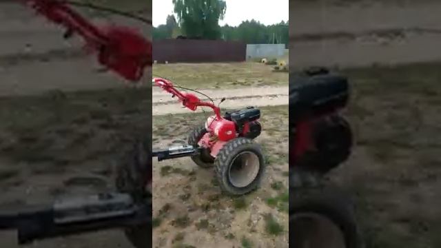 поездка на мотоблоке салют 10 с прицепом. часть 2. смотреть онлайн