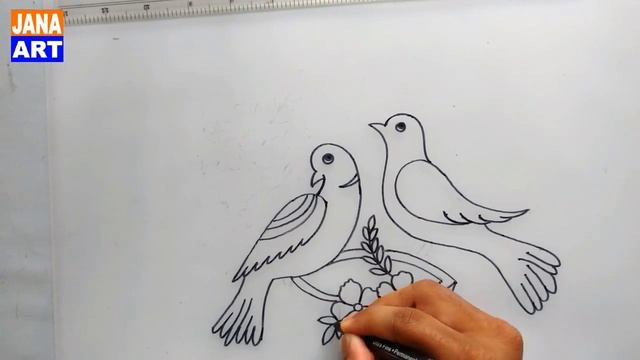 Marker Pen Drawing On Tracing Paper | Birds And Flower смотреть онлайн