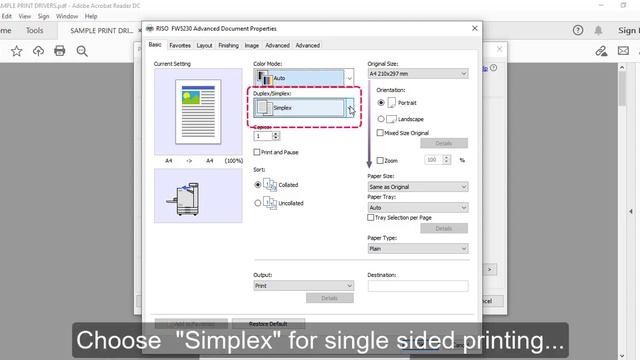Printing from a PC Basic Print Settings for A4 смотреть онлайн