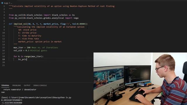 Option Implied Volatility using Newton's Method in Python смотреть онлайн