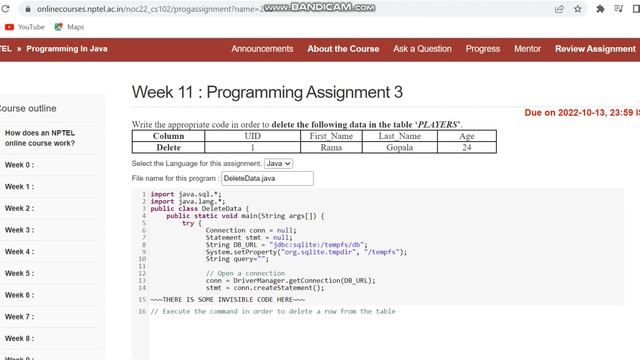NPTEL: Programming In Java Week 11 Programming Assignment Answers смотреть онлайн