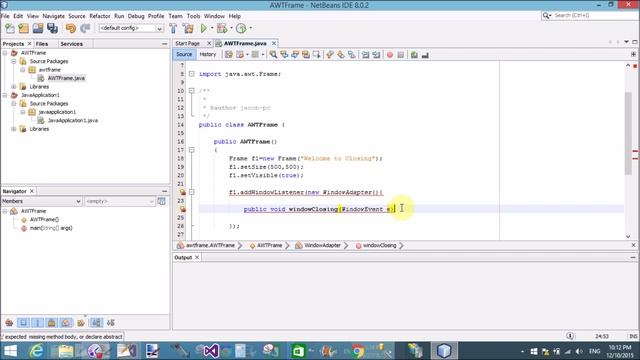 Frame Close using close button in AWT Java смотреть онлайн